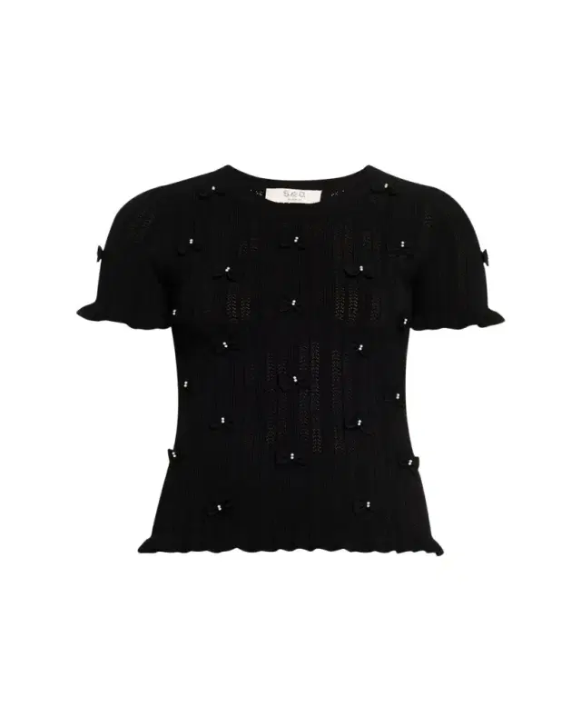 Alberta Embellished Pointelle-Knit Top