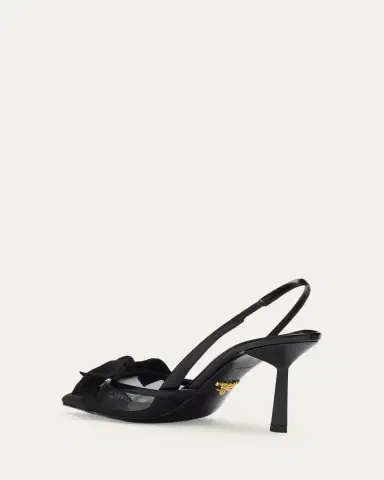 Prada 75mm Modellerie Bow Mesh Slingback Pumps | Thumbnail 2