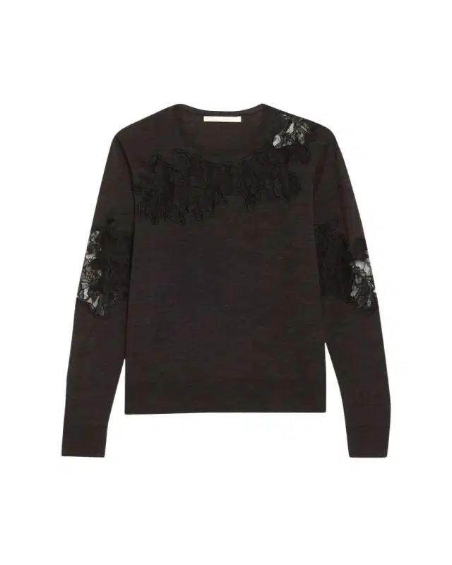 Lace-Inset Merino Wool Sweater