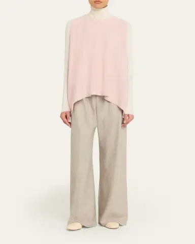 Eskandar A-Line Sleeveless Round Neck Top- Mid Plus Length | Thumbnail 2 Eskandar A-Line Sleeveless Round Neck Top- Mid Plus Length | Thumbnail 2