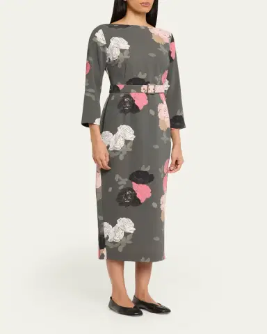 BERNADETTE Luce Floral-Print Belted Midi Dress | Thumbnail 4 BERNADETTE Luce Floral-Print Belted Midi Dress | Thumbnail 4