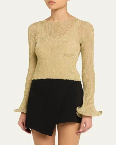 Simkhai Maebry Long-Sleeve Rib-Knit Top | Thumbnail 4 Simkhai Maebry Long-Sleeve Rib-Knit Top | Thumbnail 4