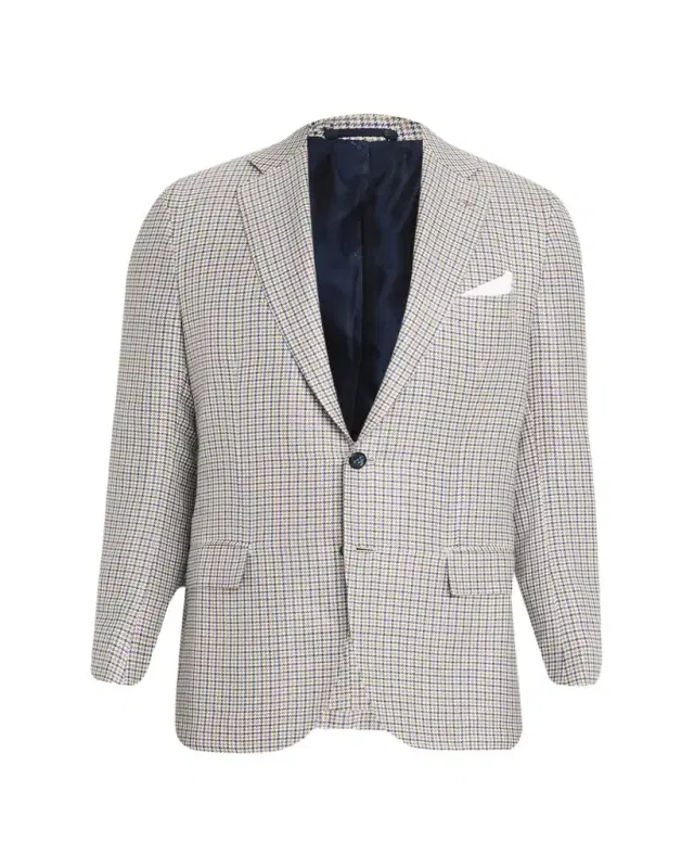 Kiton Men's Cashmere, Silk and Linen Houndstooth Check Sport Coat