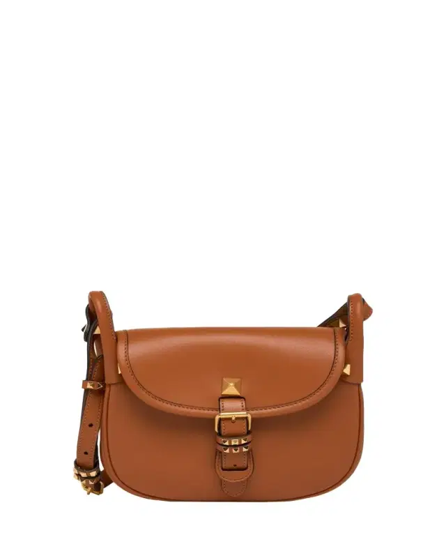 Valentino Garavani Small Rockstud Leather Saddle Crossbody Bag