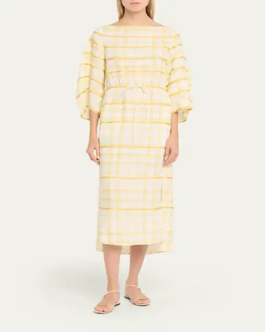 Rosie Assoulin Ribbon-Embellished Plaid Midi Caftan | Thumbnail 2 Rosie Assoulin Ribbon-Embellished Plaid Midi Caftan | Thumbnail 2