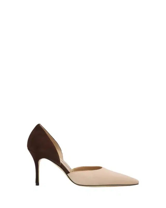 Manolo Blahnik 90mm Taylerbinu Bicolor Suede Pointed-Toe Pumps