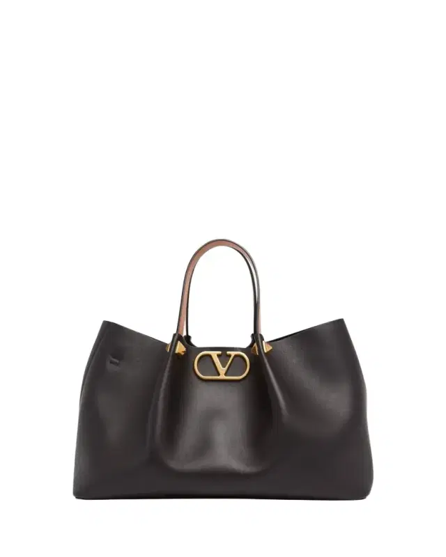 Valentino Garavani Medium Pleated Rockstud Leather Tote Bag