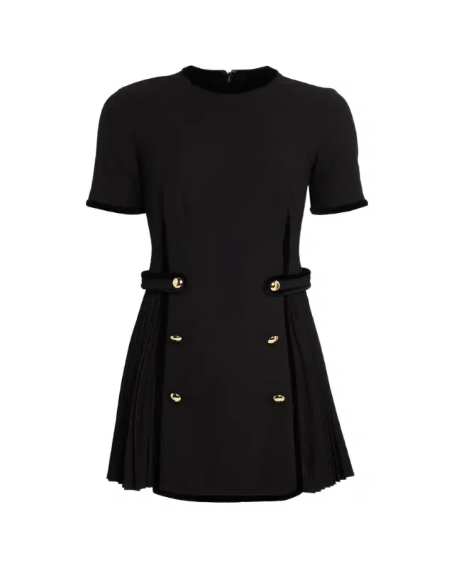 SIMKHAI Doria Short-Sleeve Velvet-Trim Mini Dress