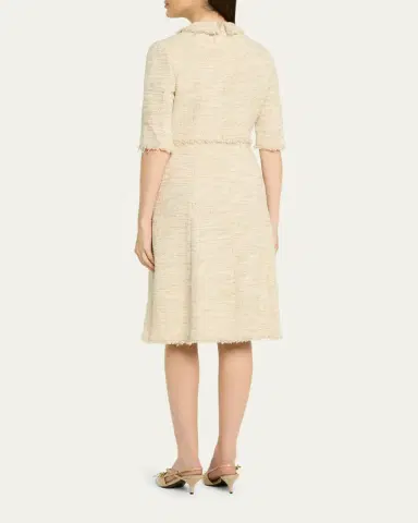 Rickie Freeman for Teri Jon Fringe-Trim Metallic Tweed Dress | Thumbnail 3