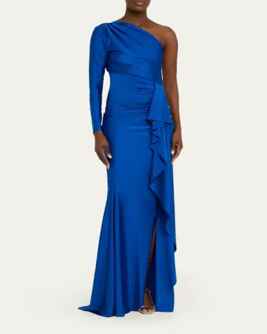 Chiara Boni La Petite Robe Serina One-Shoulder Draped Jersey Gown | Thumbnail 4