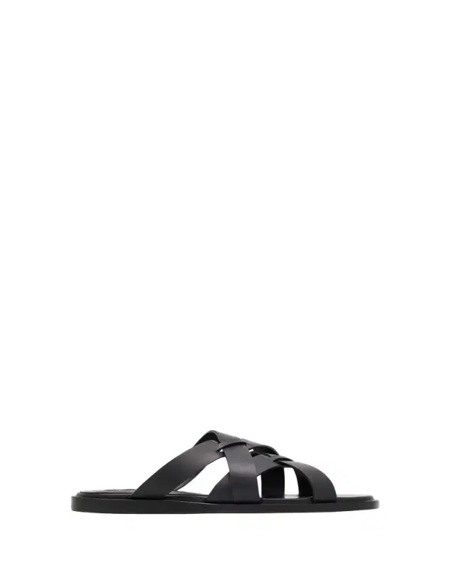 Manolo Blahnik Marvina Crisscross Leather Flat Sandals