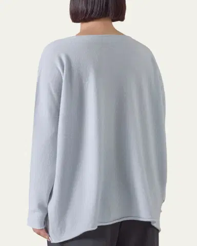 Eskandar Slim Sleeve Raw-Edge Bateau Neck Top - Mid Plus Length | Thumbnail 2 Eskandar Slim Sleeve Raw-Edge Bateau Neck Top - Mid Plus Length | Thumbnail 2