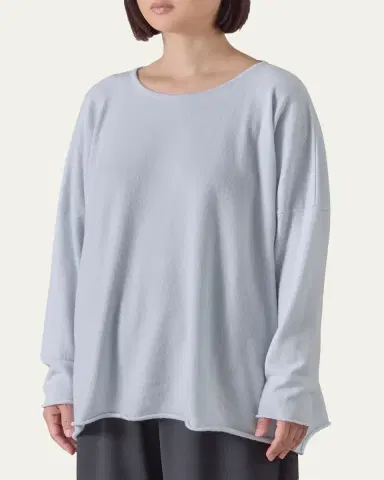 Eskandar Slim Sleeve Raw-Edge Bateau Neck Top - Mid Plus Length | Thumbnail 3 Eskandar Slim Sleeve Raw-Edge Bateau Neck Top - Mid Plus Length | Thumbnail 3