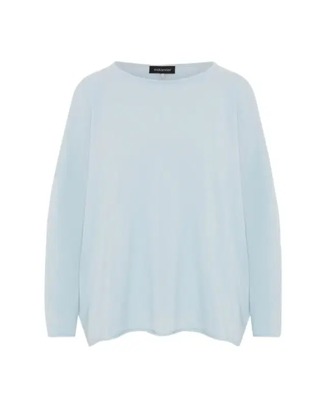 Slim Sleeve Raw-Edge Bateau Neck Top - Mid Plus Length