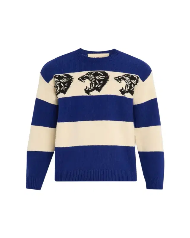 Men's triped Jacquard Panther Wool weater