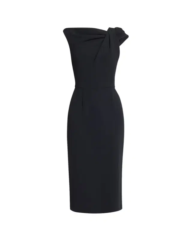 Draped Sleeveless Midi Dress