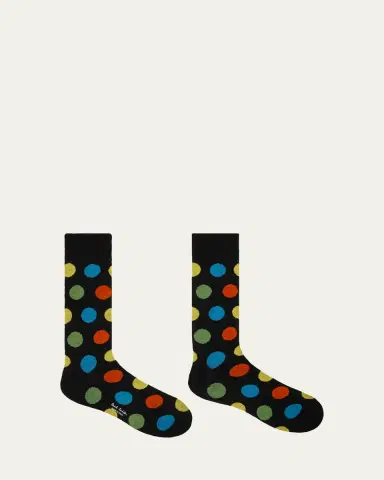 Paul Smith Men's Mike Large Polka Dot Cotton Crew Socks | Thumbnail 2 Paul Smith Men's Mike Large Polka Dot Cotton Crew Socks | Thumbnail 2