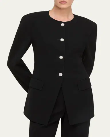 Lafayette 148 New York Rhinestone-Button Finesse Crepe Jacket | Thumbnail 4 Lafayette 148 New York Rhinestone-Button Finesse Crepe Jacket | Thumbnail 4