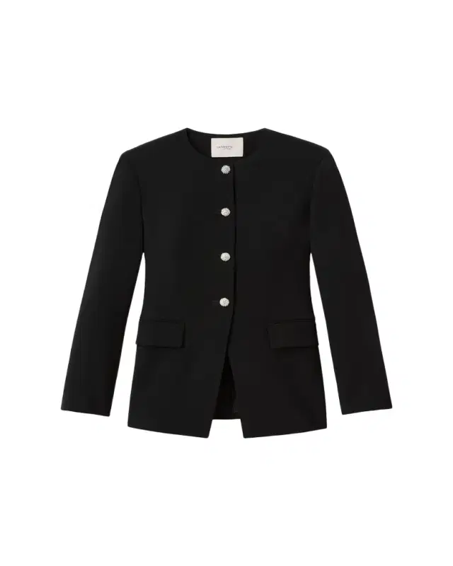 Lafayette 148 New York Rhinestone-Button Finesse Crepe Jacket