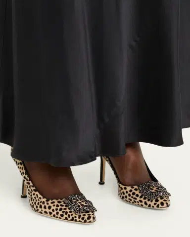 Manolo Blahnik 90mm Hangisi Calf Hair Pumps with Crystal Buckle | Thumbnail 2 Manolo Blahnik 90mm Hangisi Calf Hair Pumps with Crystal Buckle | Thumbnail 2