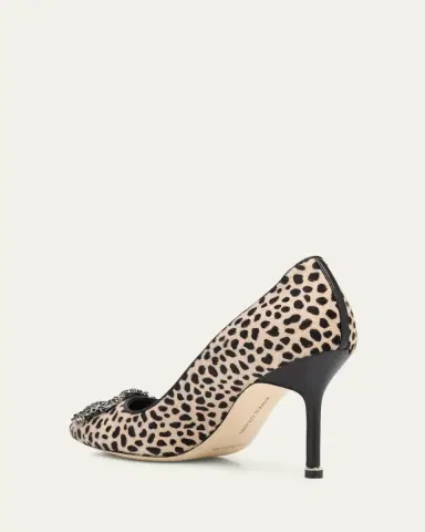Manolo Blahnik 90mm Hangisi Calf Hair Pumps with Crystal Buckle | Thumbnail 4 Manolo Blahnik 90mm Hangisi Calf Hair Pumps with Crystal Buckle | Thumbnail 4
