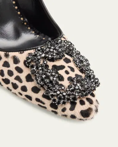 Manolo Blahnik 90mm Hangisi Calf Hair Pumps with Crystal Buckle | Thumbnail 5 Manolo Blahnik 90mm Hangisi Calf Hair Pumps with Crystal Buckle | Thumbnail 5