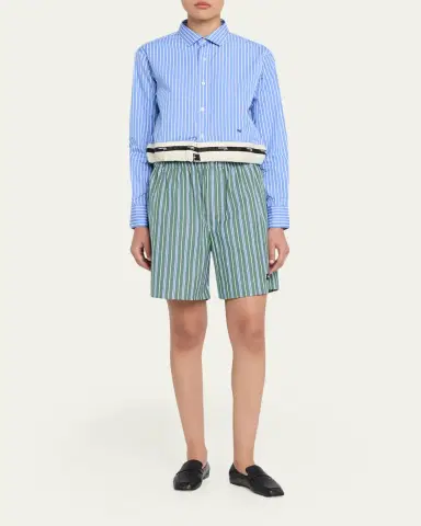 Hommegirls Belted Striped Crop Button-Down Shirt | Thumbnail 2 Hommegirls Belted Striped Crop Button-Down Shirt | Thumbnail 2
