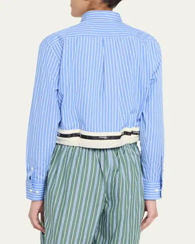 Hommegirls Belted Striped Crop Button-Down Shirt | Thumbnail 3 Hommegirls Belted Striped Crop Button-Down Shirt | Thumbnail 3