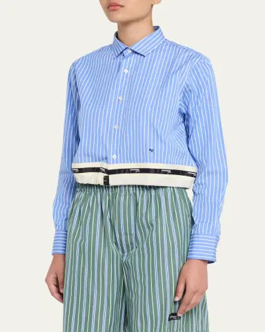 Hommegirls Belted Striped Crop Button-Down Shirt | Thumbnail 4 Hommegirls Belted Striped Crop Button-Down Shirt | Thumbnail 4