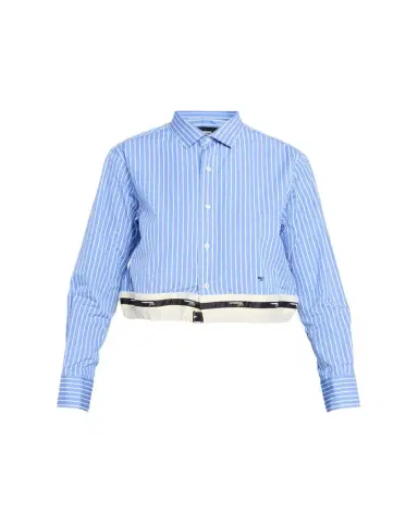 Hommegirls Belted Striped Crop Button-Down Shirt | Thumbnail 1 Hommegirls Belted Striped Crop Button-Down Shirt | Thumbnail 1