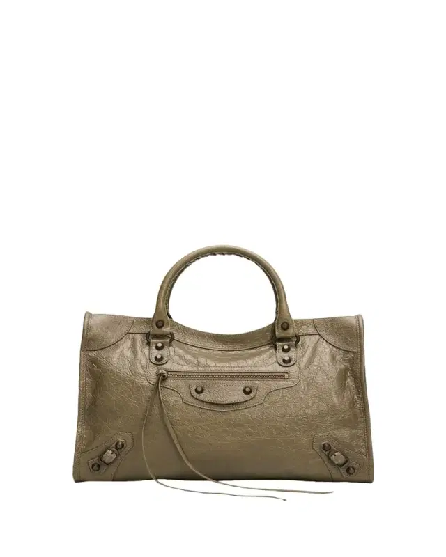 Balenciaga Le City Medium Crinkled Leather Top-Handle Bag