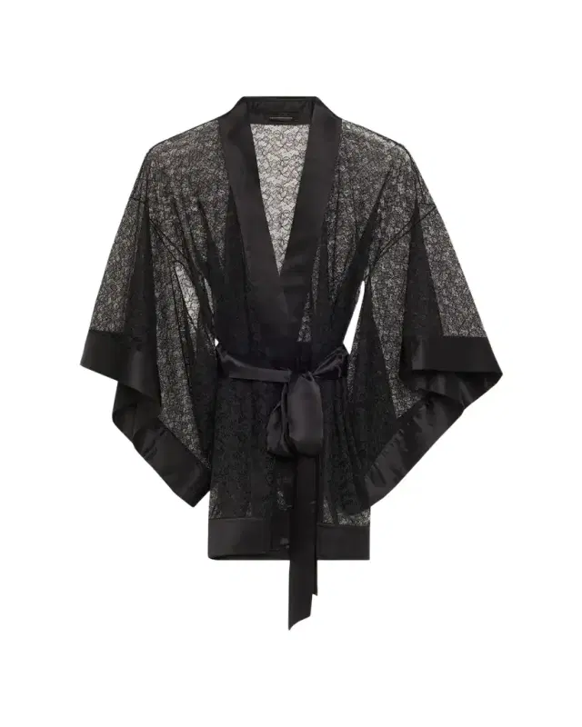 Petite Fleur Sheer Lace Kimono Robe
