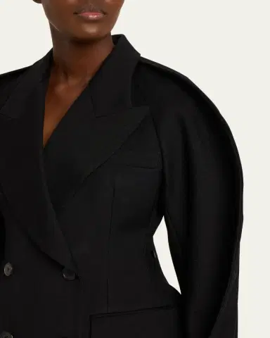anOnlyChild Kitts Ruched Balloon-Sleeve Double-Breasted Blazer | Thumbnail 5