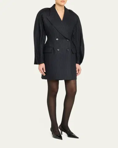 anOnlyChild Kitts Ruched Balloon-Sleeve Double-Breasted Blazer | Thumbnail 8