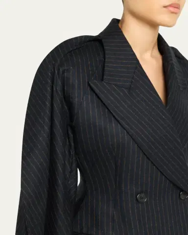 anOnlyChild Kitts Ruched Balloon-Sleeve Double-Breasted Blazer | Thumbnail 9