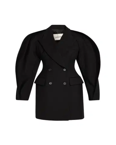 anOnlyChild Kitts Ruched Balloon-Sleeve Double-Breasted Blazer | Thumbnail 1