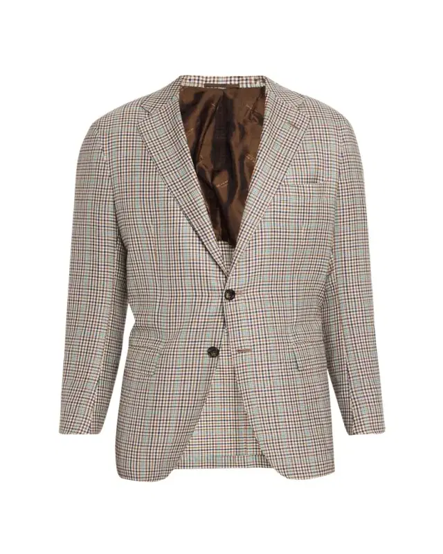 Men's Cashmere and Silk Multi-Check Deconstructed Sport Coat