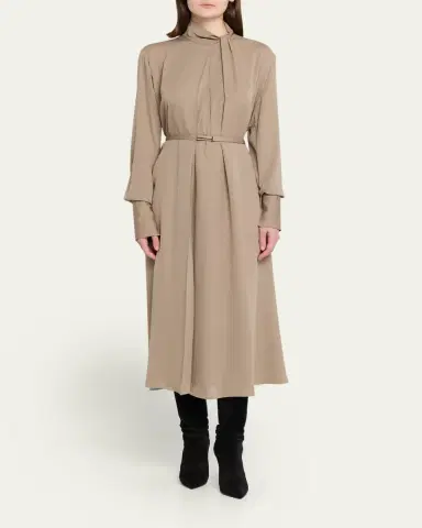 Tom Ford Washed Silk Georgette Belted Midi Dress | Thumbnail 2 Tom Ford Washed Silk Georgette Belted Midi Dress | Thumbnail 2