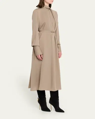 Tom Ford Washed Silk Georgette Belted Midi Dress | Thumbnail 4 Tom Ford Washed Silk Georgette Belted Midi Dress | Thumbnail 4