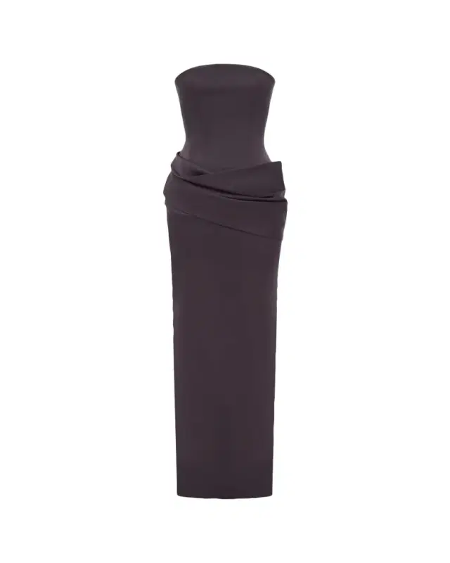 Strapless Corset Draped Column Gown