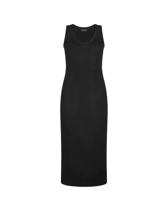 TOM FORD Paillette Rib Knit Scoop-Neck Midi Tank Dress