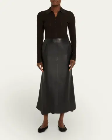 Gabriela Hearst Sophia Rib Knit Long-Sleeve Polo Shirt | Thumbnail 2 Gabriela Hearst Sophia Rib Knit Long-Sleeve Polo Shirt | Thumbnail 2