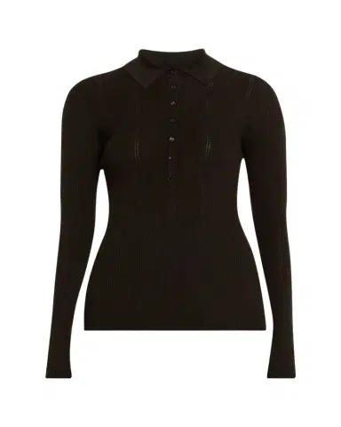 Gabriela Hearst Sophia Rib Knit Long-Sleeve Polo Shirt | Thumbnail 1 Gabriela Hearst Sophia Rib Knit Long-Sleeve Polo Shirt | Thumbnail 1