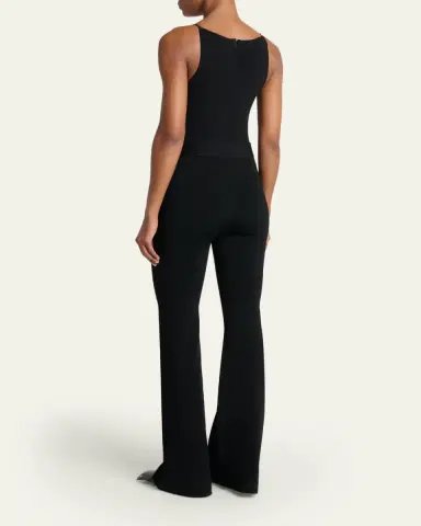 Courrèges Belted Milano Knit Sleeveless Flare Jumpsuit | Thumbnail 3 Courrèges Belted Milano Knit Sleeveless Flare Jumpsuit | Thumbnail 3