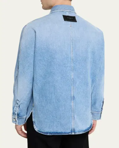 Givenchy Men's Stone-Washed Denim Shirt | Thumbnail 3