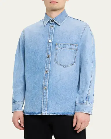 Givenchy Men's Stone-Washed Denim Shirt | Thumbnail 4