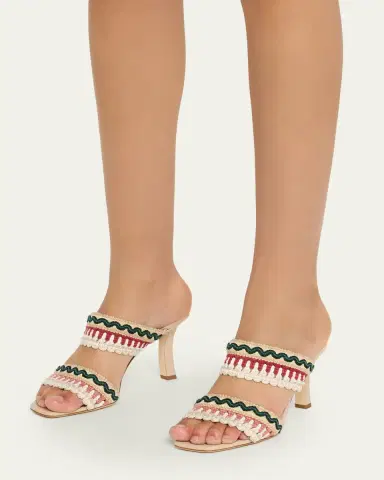Manolo Blahnik 90mm Mabecomu Embroidered Mule Sandals | Thumbnail 2 Manolo Blahnik 90mm Mabecomu Embroidered Mule Sandals | Thumbnail 2