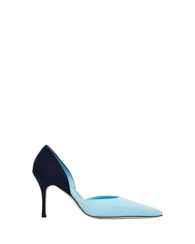 Manolo Blahnik 90mm Taylerbinu Bicolor Suede Pointed-Toe Pumps | Thumbnail 1