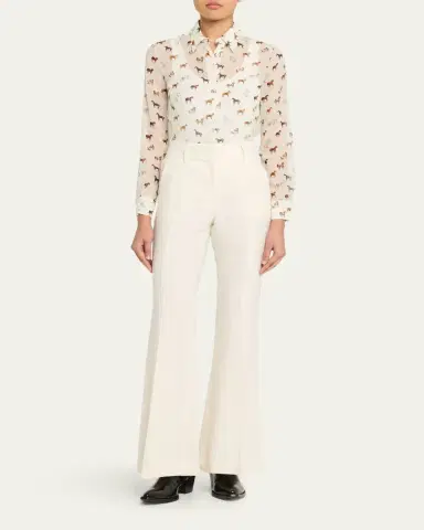 Gabriela Hearst Henri Horse-Print Chiffon Button-Down Blouse | Thumbnail 2 Gabriela Hearst Henri Horse-Print Chiffon Button-Down Blouse | Thumbnail 2