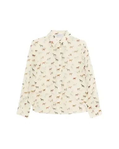Gabriela Hearst Henri Horse-Print Chiffon Button-Down Blouse | Thumbnail 1 Gabriela Hearst Henri Horse-Print Chiffon Button-Down Blouse | Thumbnail 1